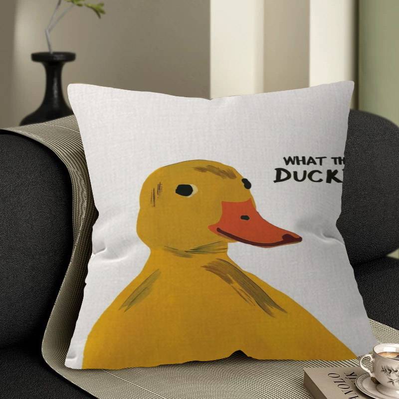 What The Duck Print Art Funny Cute Animal Pillow Gift Home Office Decoration Bedroom Sofa Car Cushion Cover Case X