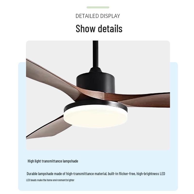Nordic Retro Solid Wood Ceiling Fan with Light
