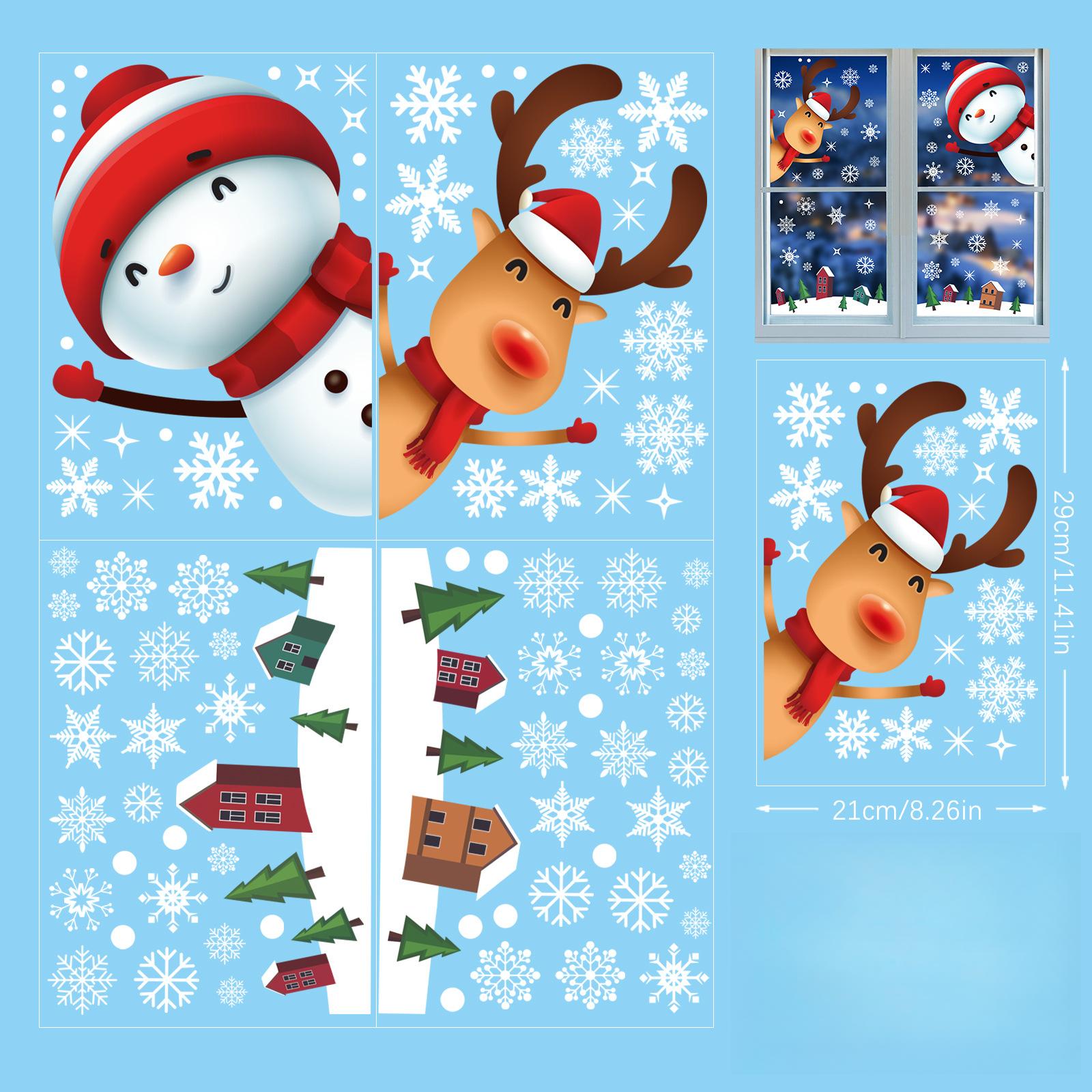 

Christmas static stickers Santa Claus Cute Snowman Elk Gift Pendant Christmas Party Showcase Window Glass C