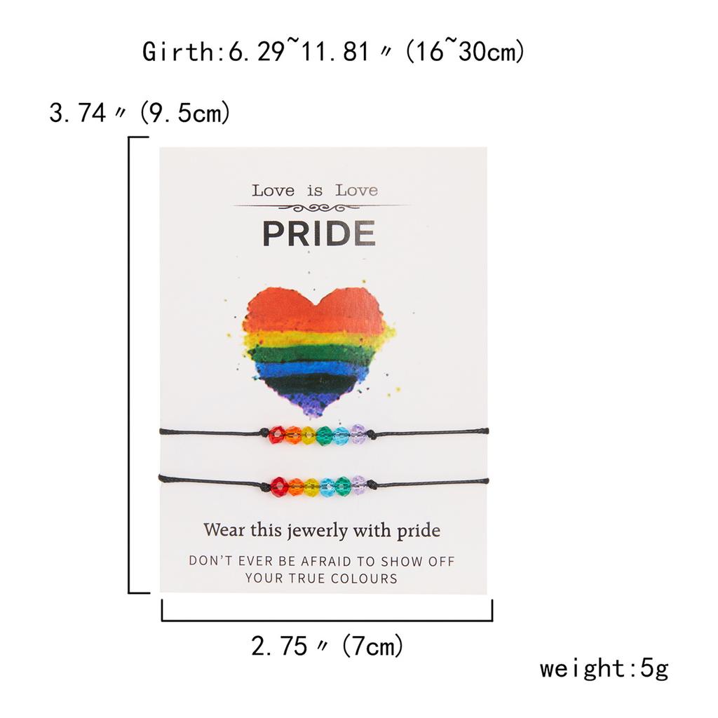 2 szt./zestaw Ręcznie robione Żywiczne Kryształowe Tęczowe Koralikowe Bransoletki LGBT Dla Kobiet Mężczyzn Ręcznie robione Plecione Bransoletki dla Pary Biżuteria Miłość Duma