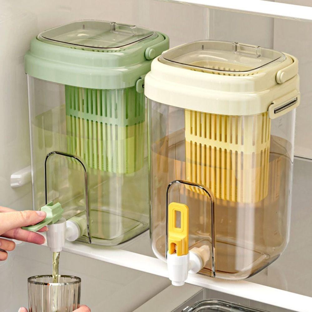 Foldable Handle Beverage Dispenser With Filter and Faucet Cold Water Jug Beverage Pitcher  Bar