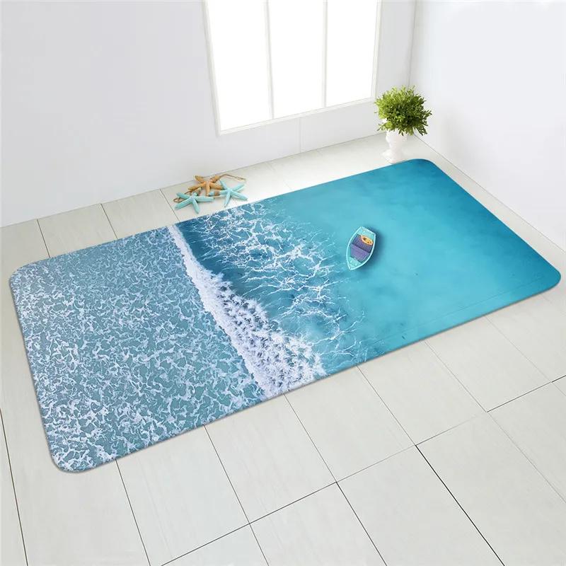 Sea Beach Sand Wave Kitchen Carpet Entrance Door Mat Bedroom   Bathroom Absorbent Non-slip Long