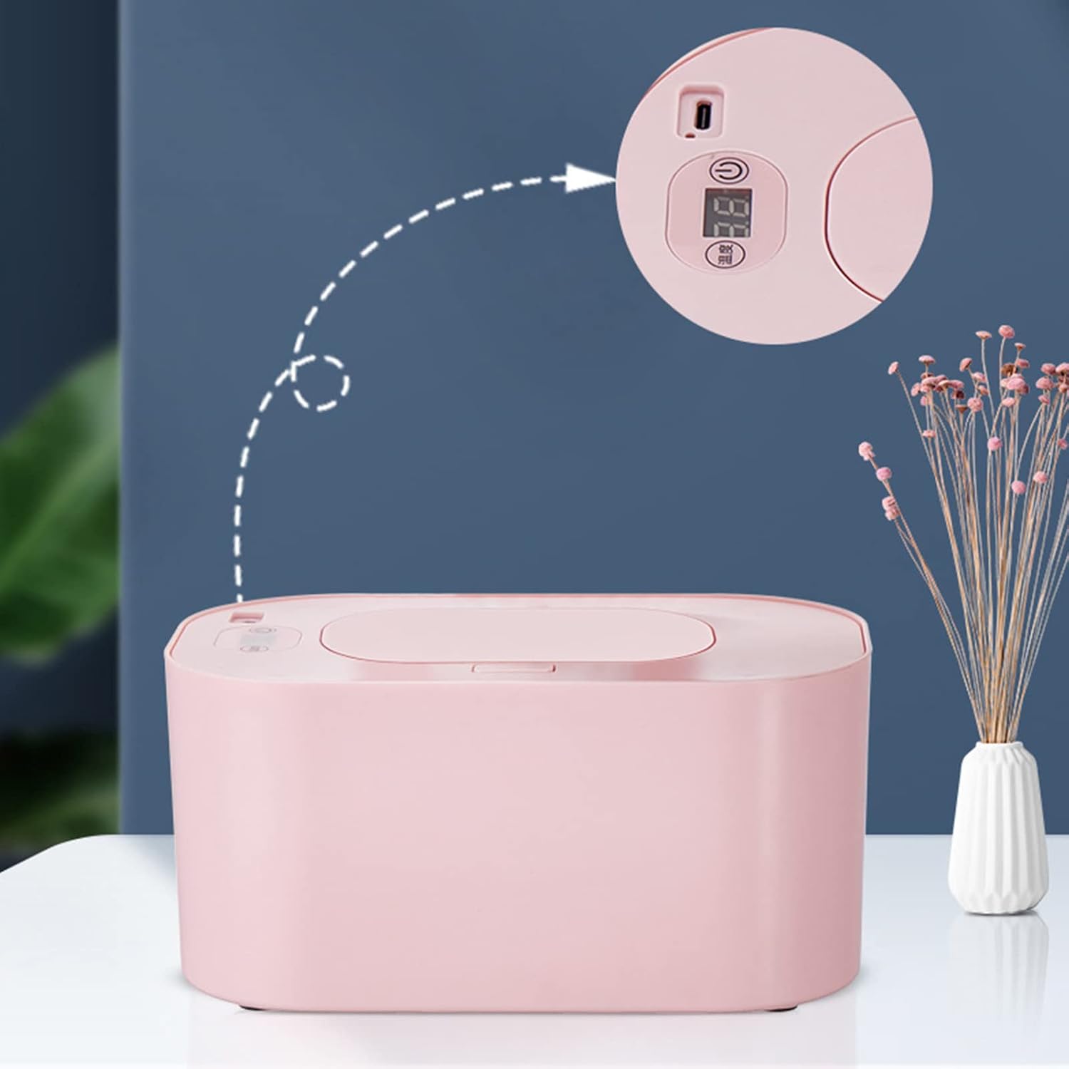 USB Baby Wipe Warmer, Baby Wet Wipes Dispenser, 3 Temperature Modes, Evenly Overall Heating, Silence, Large Capacity Portable Diaper Wipe Warmer for