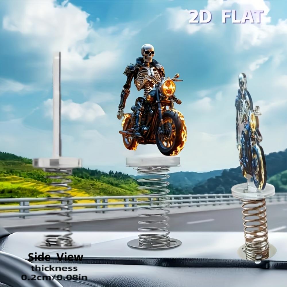2D Flat Skull Rider Car Dashboard Spring Decoration: 2D Car Car Dashboard Decoration, Desktop Decoration, Halloween Decoration
