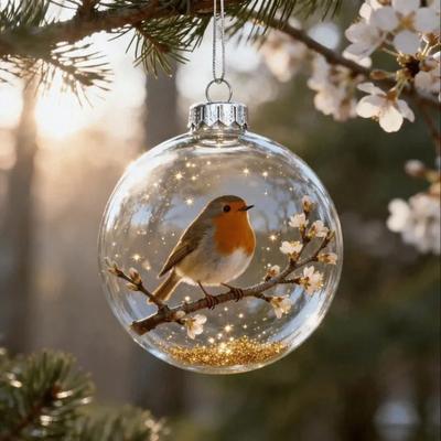 Yousheng Birds 2D Acrylic Christmas Ornaments Decorative Wild Animal Figurines Ocean Theme Themed Decor Gift for Nature Lovers Festive Decorations