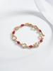 Fashion Chain Heart Bracelet for Women with Red Teardrop Gemstones and Crystal Accents Adjustable Length Elegant Design