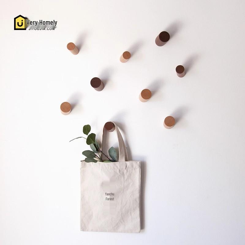 Cylindrical Solid Wood Hook for Entryway, Bathroom, or Kitchen