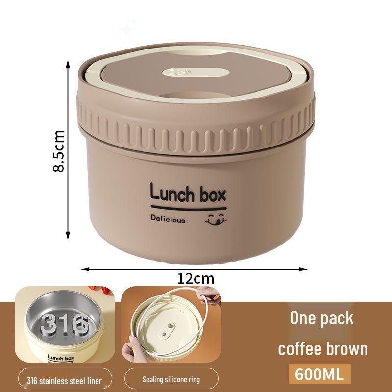 316 Stainless Steel Insulated Microwave Bento Lunch Box with Soup Bowl, Round Gift Set for Office Workers and Students.