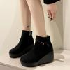 Ladies Shoes  Fashion Side Zipper Women's Boots Winter Round Toe Solid Short Barrel Platform Wedge Large Size Fashion Boots