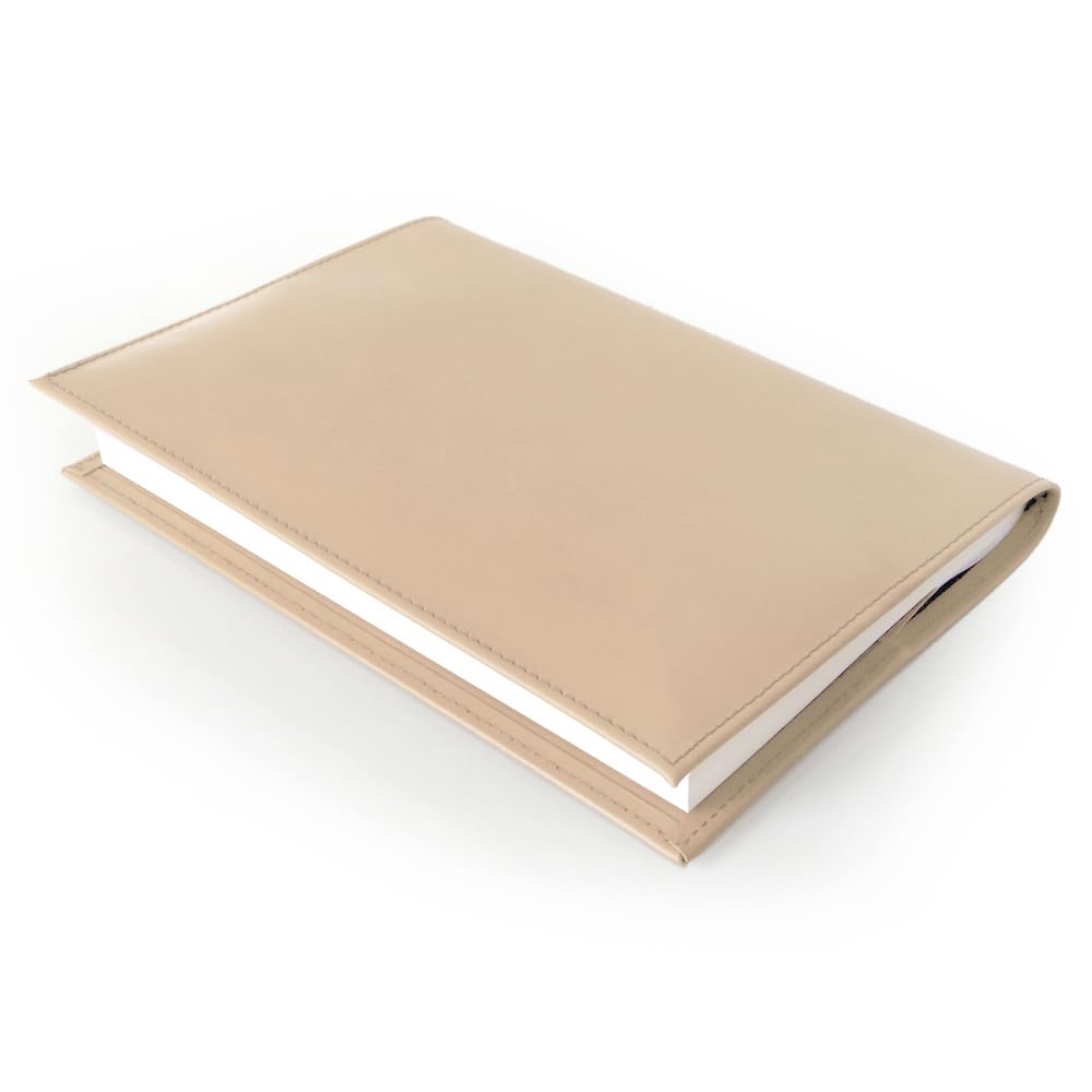 

Handmade genuine leather book A5 size made in Japan by a bag maker cover, (beige), бежевый