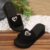 Mode Damen Herzform Perle Mittelhohe Absatz Hausschuhe Mode Zehenfrei Keilabsatz Schwarz Pantoletten Damen Sommer 2025 Outdoor Dicke Sohle Sandalen