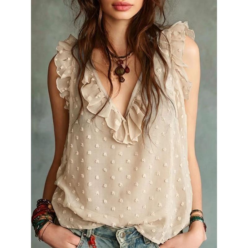 Summer New Style Round-neck V-neck Sleeveless Shirt in Pure Color, A Fashionable Top for Both Casual and Formal Occasions