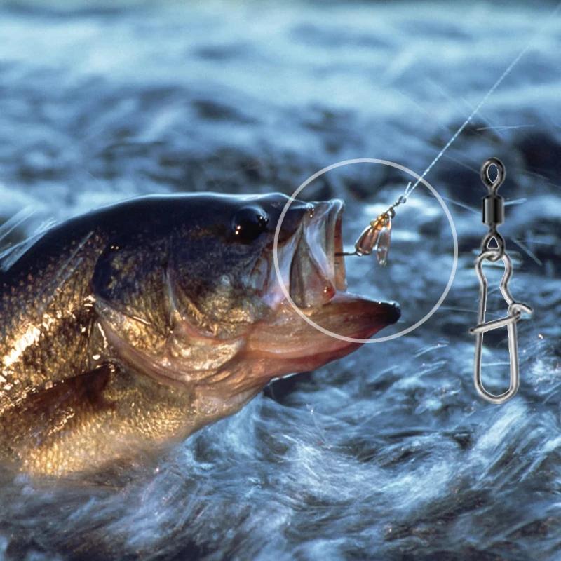 Stainless Steel Fishing Swivel Snaps 4#-12# Rolling Bearing Duo-Lock Connector Kit Saltwater Freshwater Lure Tackle 10Pcs