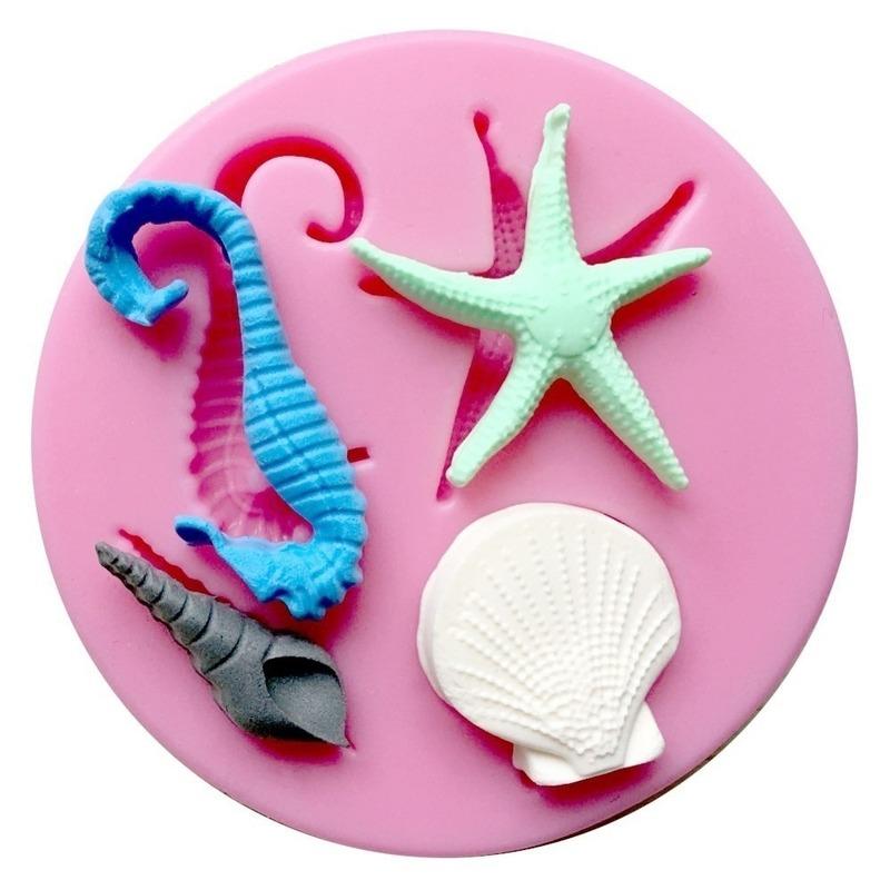 1PC Sea Life Style Silicone Mold Fondant Gum Paste Cake Decorating Tool Cake Mold Shells Starfish Shape