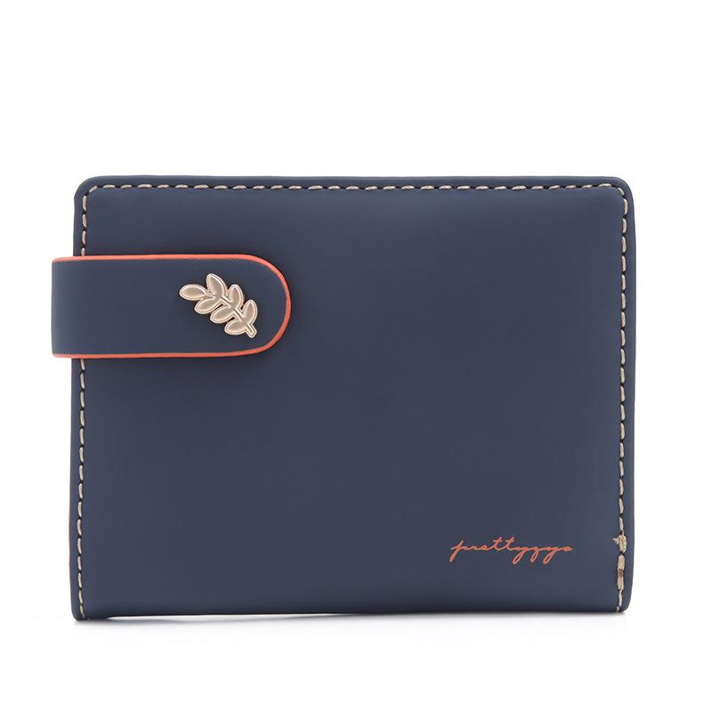 Women's Short Wallet with Simple Buckle and Multiple Card Slots Foldable Women's Coin Purse