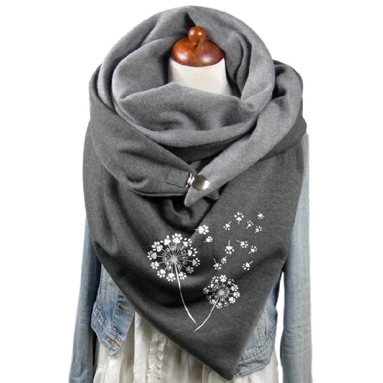 Cotton Scarf for Cold Winter Warm Thick Wrap with Button Soft Scarves for Ladies