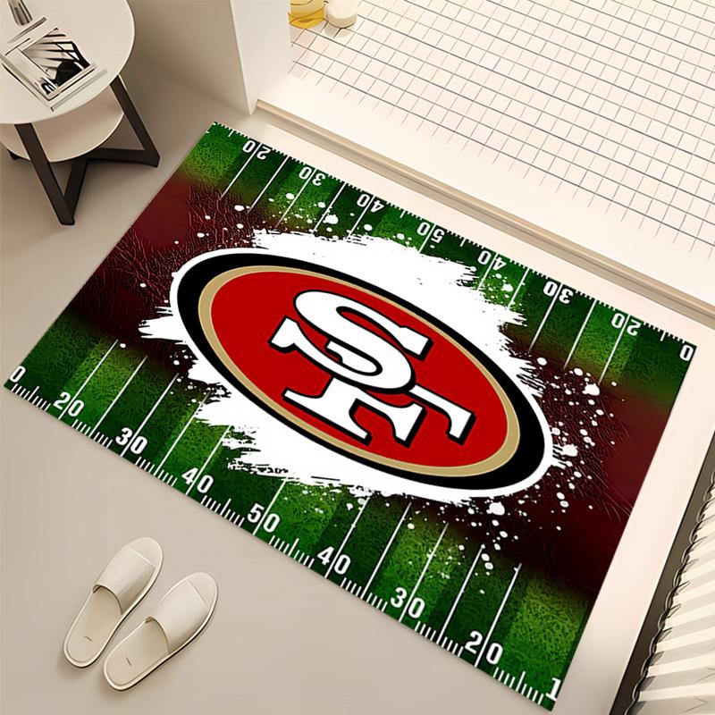 1 Stück San Francisco 49ers LOGO Druck Teppich - Weich, Waschbar, Rutschfest, Indoor-Matte, Wohnzimmer, Home-Office Dekorativer Teppich, Büro Dekorativ