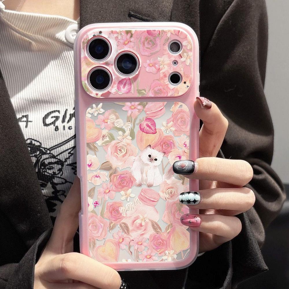 Full Screen Flower Kitten Suitable for iPhone17Pro 2-in-1 Mobile Phone Case Apple 16 Niche 15 Hair Factory