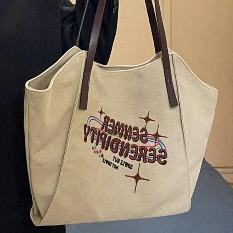 Large-capacity canvas bag for women, trendy shoulder bag for class and commuting, handbag tote bag