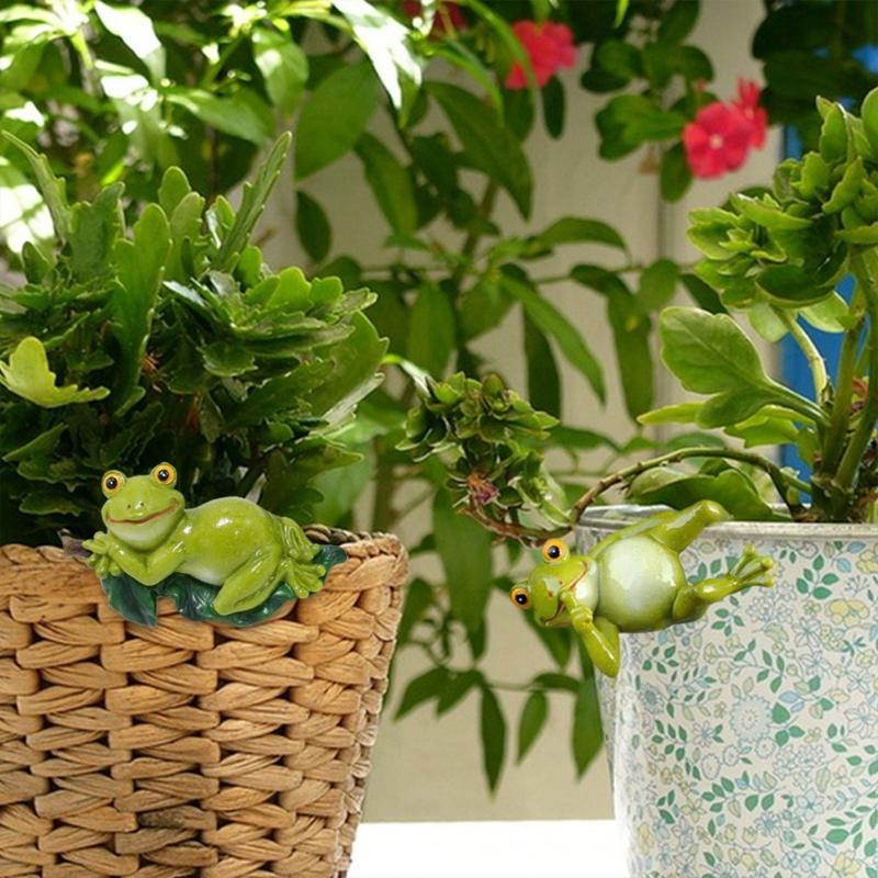 Lebhafte Harz Frösche Blumentopf Aufhänger Cartoon Statue Ornament für Gartenliebhaber Einzigartige Dekoration