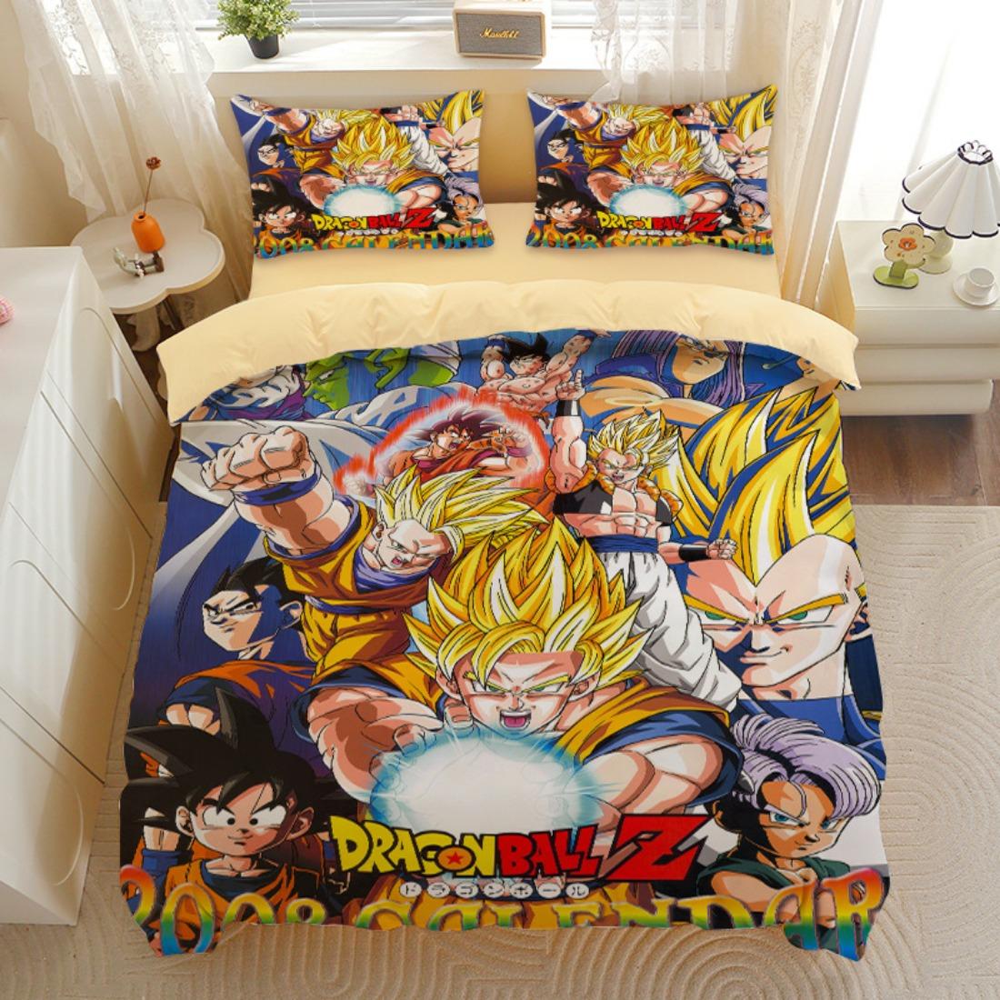 

Японське аніме Dragon Ball Постільна білизна Гоку Супер Саян Підковдра Наволочка 2/3шт 3D Принти для підлітків Покривало 150x200cm-3pcs