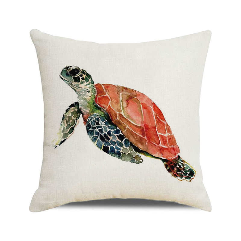 Home Decor Colorful Sea Turtle Watercolor Pillow Covers Pattern Cushion Cover Suitable for Sofa Bedroom Car Pillow Cover