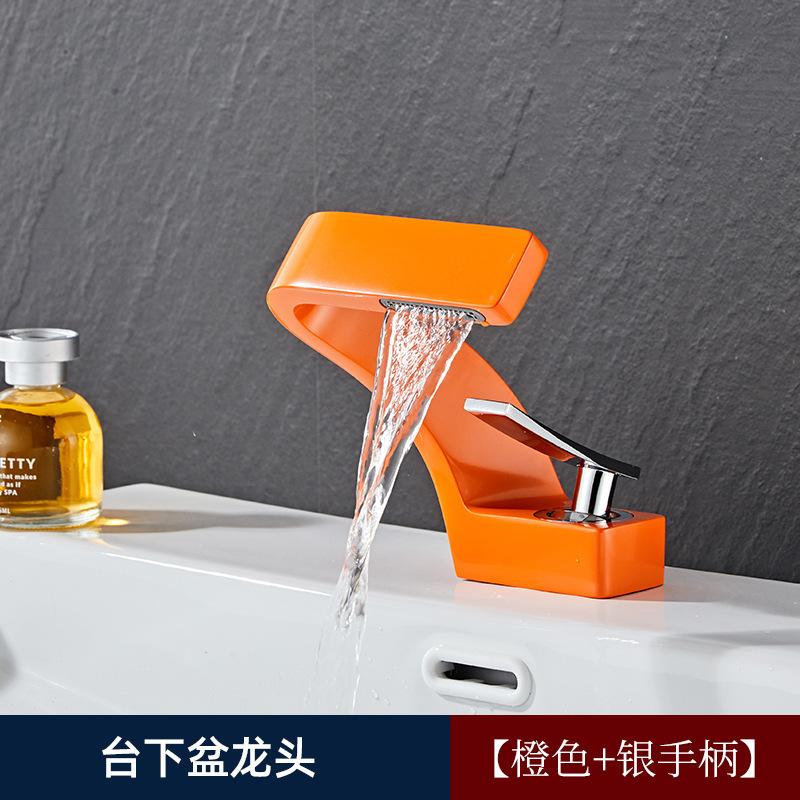 Golden Creative Waterfall Home Single Hole Handwashing Basin Face Washing Basin Desk Basin Faucet Bathroom  Faucet