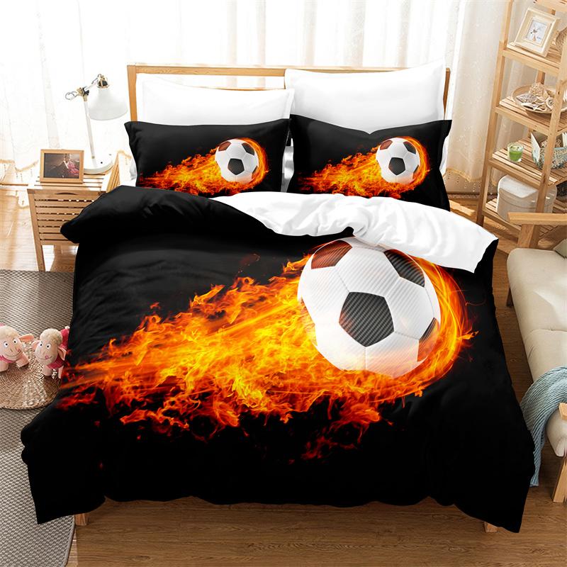 Football Duvet Cover Set Soccer Bedding Set For Boy Teen Sports Theme Comforter Cover Soccer Ball Pattern Quilt Cover