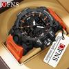 Sanda Men's Multifunctional Waterproof Green Light Countdown Watch - Korean Style with Transparent Design and Alarm.