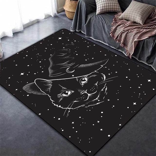 Satanic Cat Carpet for Living Room Home Decor Sofa Table Large Area Rugs Atheist Floor Mat Bedroom Bedside Foot Pad Doormat