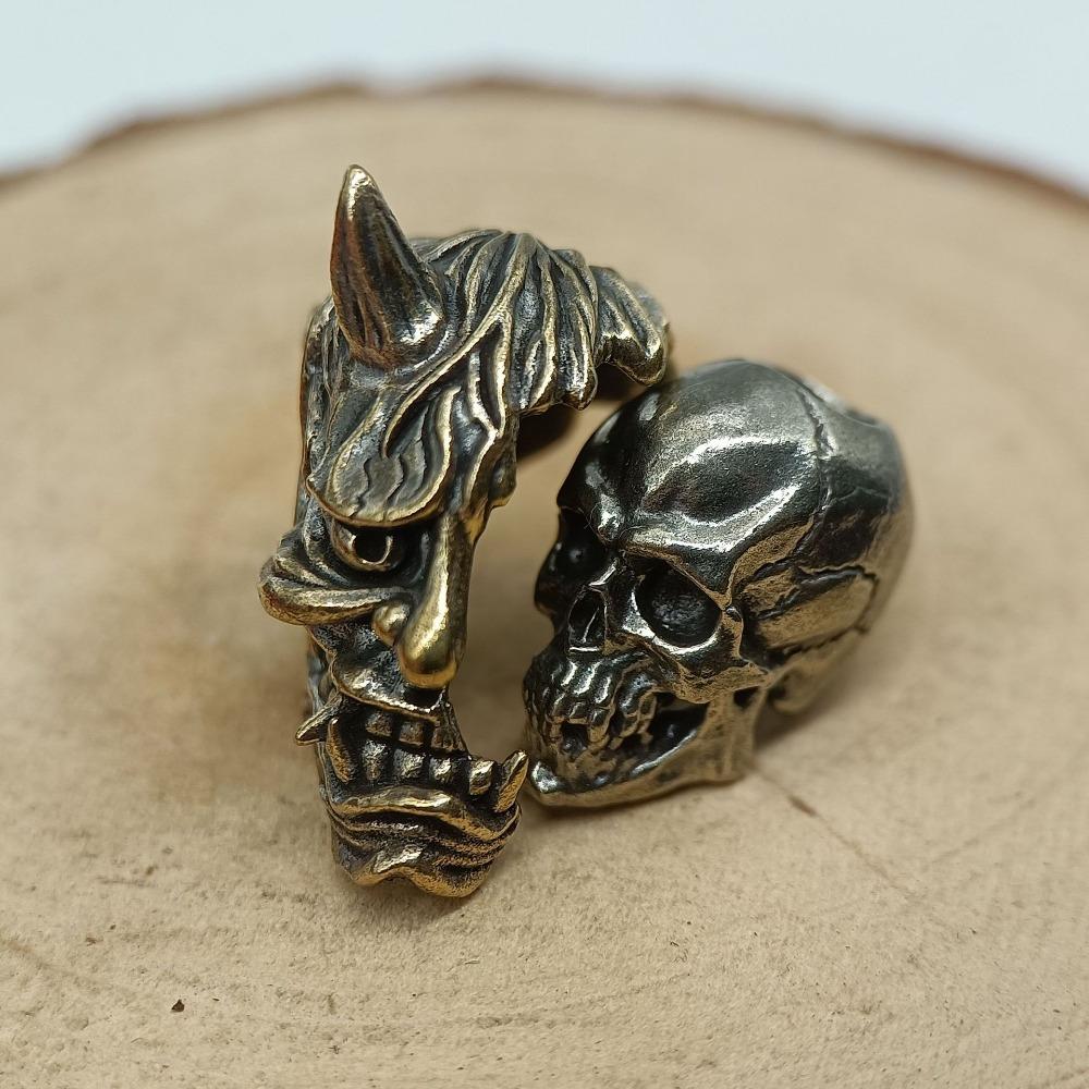 Prajna Skull Brass Knife Beads EDC DIY Woven Bracelets Lanyard Pendants Accessories Outdoor Tool Hangings Charms Gifts