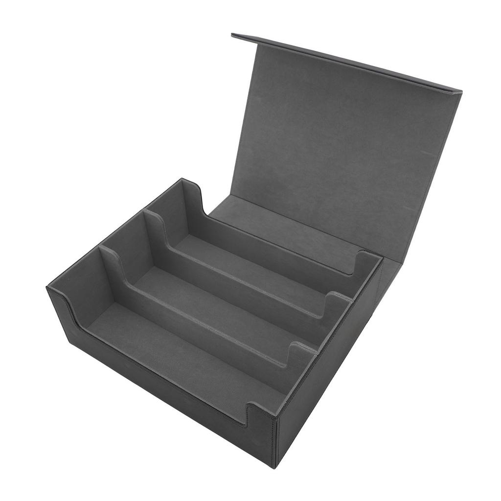 Card Deck Box 3 Rows Large Capacity Magnetic Closure PU Leather Card Deck Storage Case for Game Cards Tarot Cards
