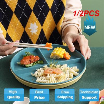 1/2PCS Divided Dish In 3 Diet Reusable Round Dinner Plate Kitchen Dinnerware Portion Plates for Adults 3 Compartments Microwave