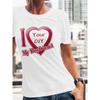 European sizes Custom Photo Print T-Shirt for Women - "I Love You" Heart Design, Casual Short Sleeve Crew Neck, Lightweight Polyester