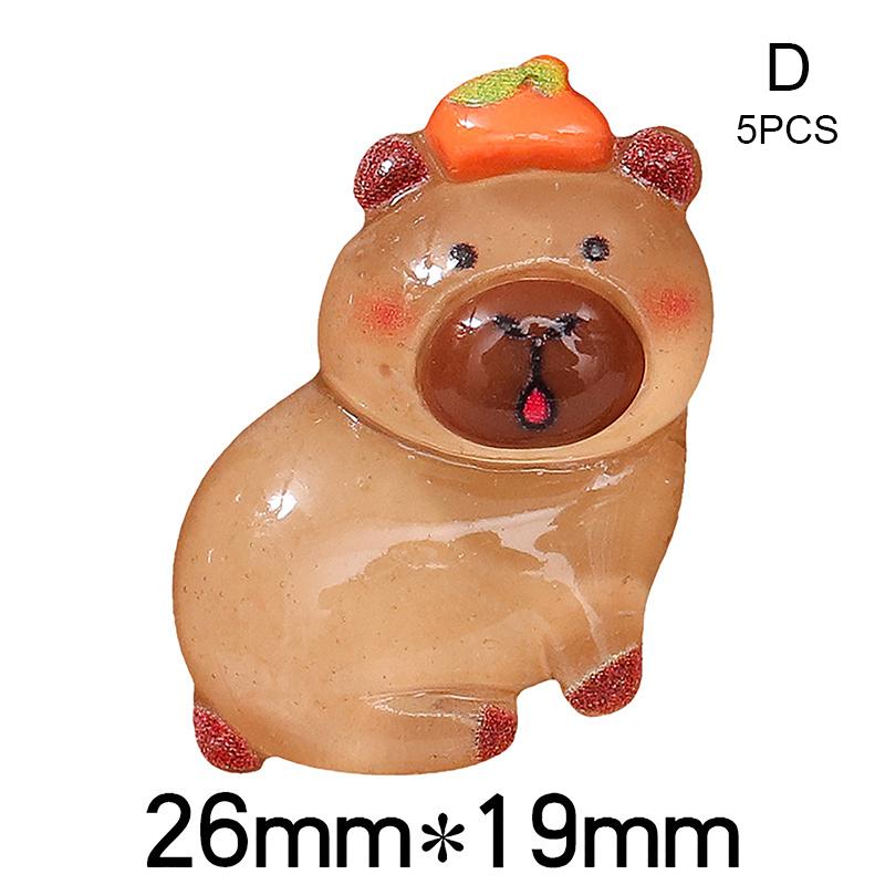 5 bucăți Kawaii din desene animate Capybara Breloc din rășină Luminos Flatback Animal Breloc Pandantiv Diy Bijuterii