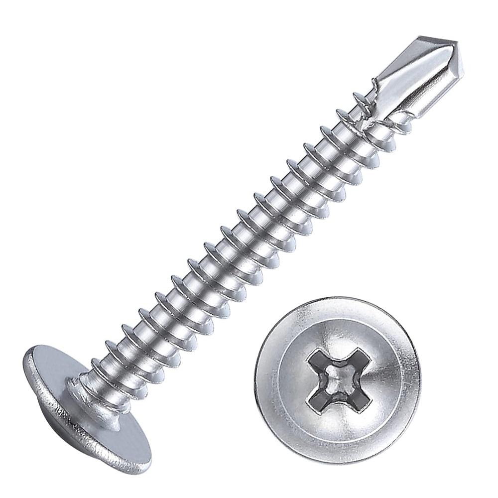 100pcs 410 Stainless Steel Truss Head Self-Tapping Screws – 8 Sizes M4.2x13-50mm, High Strength, Corrosion Resistant For Metal & Wood
