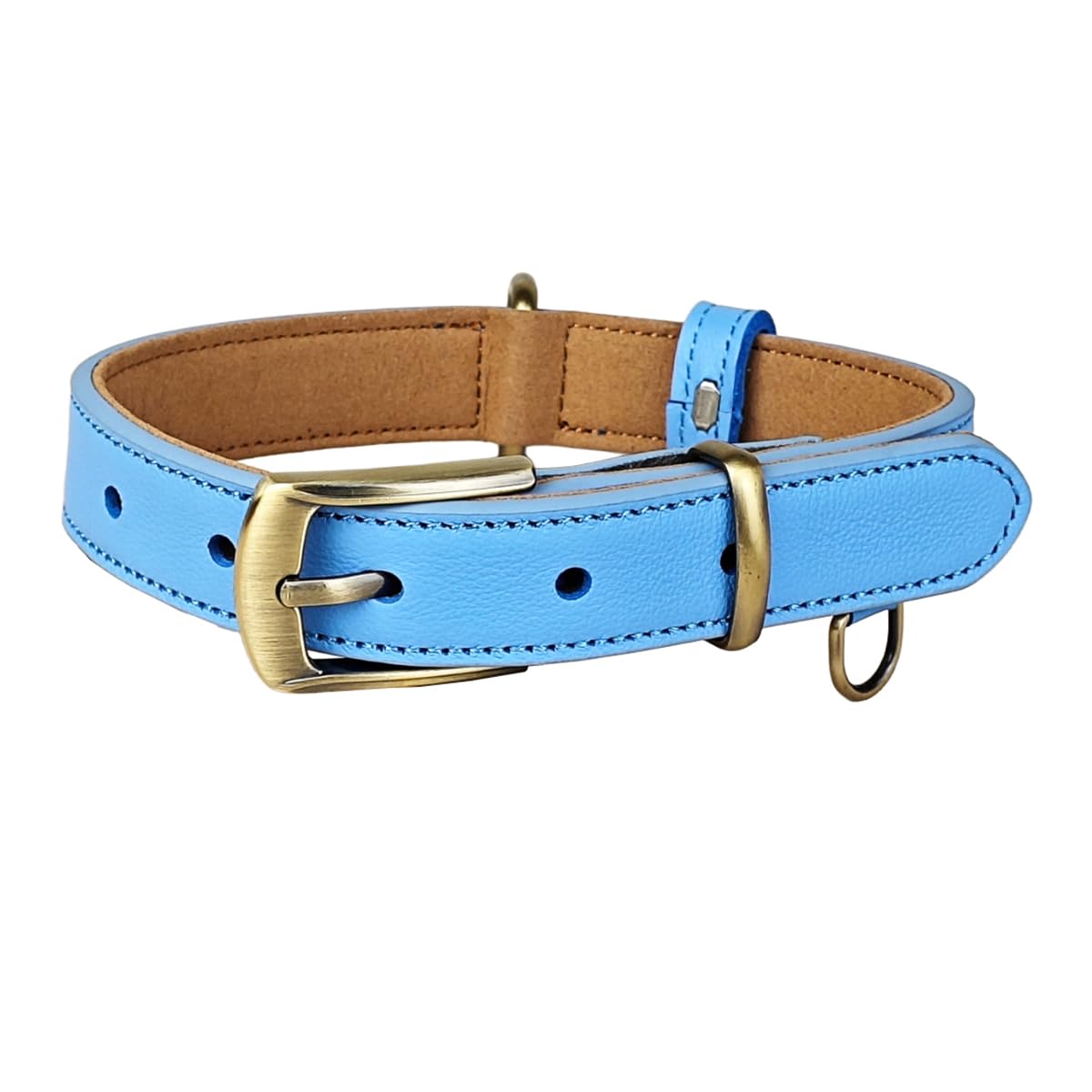 

Beanspet Genuine Leather Dog Collar for and Large Leather Collar with Suede Available in 6 Sizes and 5 Basic Model Small, Medium, Dogs, Lightweight, синий