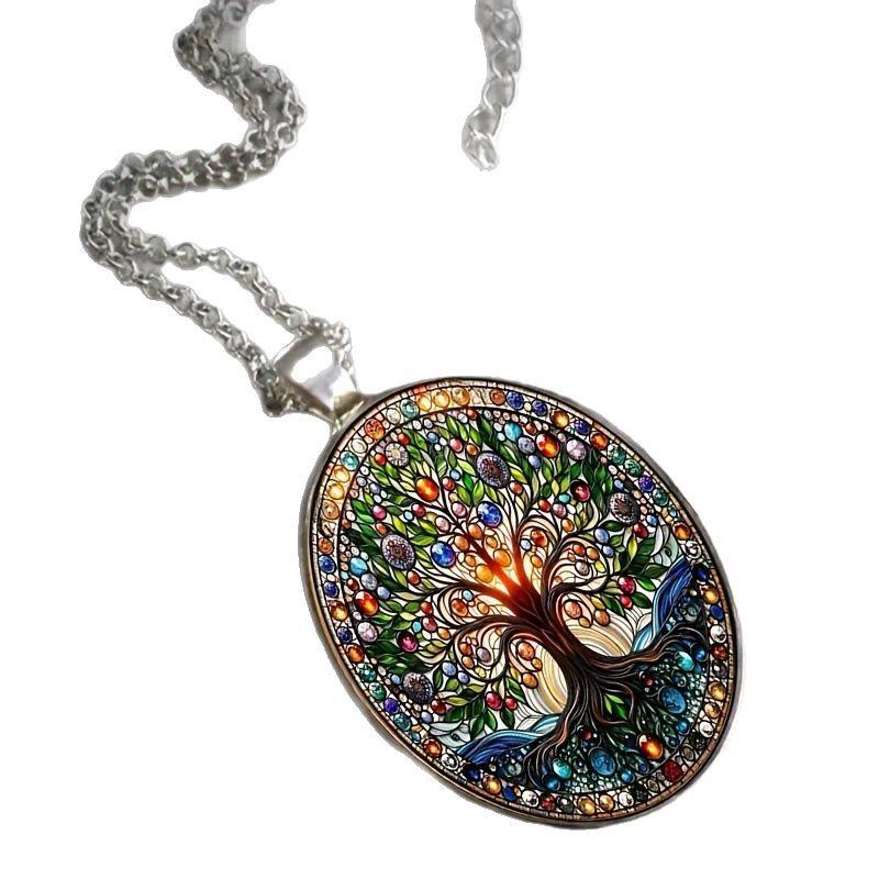 Pendant Tree of Life Oval, Elegant Vintage Romantic Jewelry Necklace