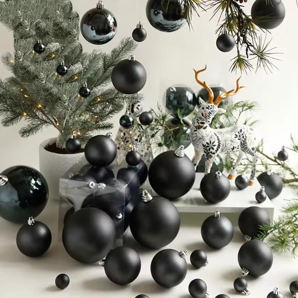 4/6Pcs 6/8/10cm Black Christmas Ball PVC Christmas Home Decoration  Shopping Mall