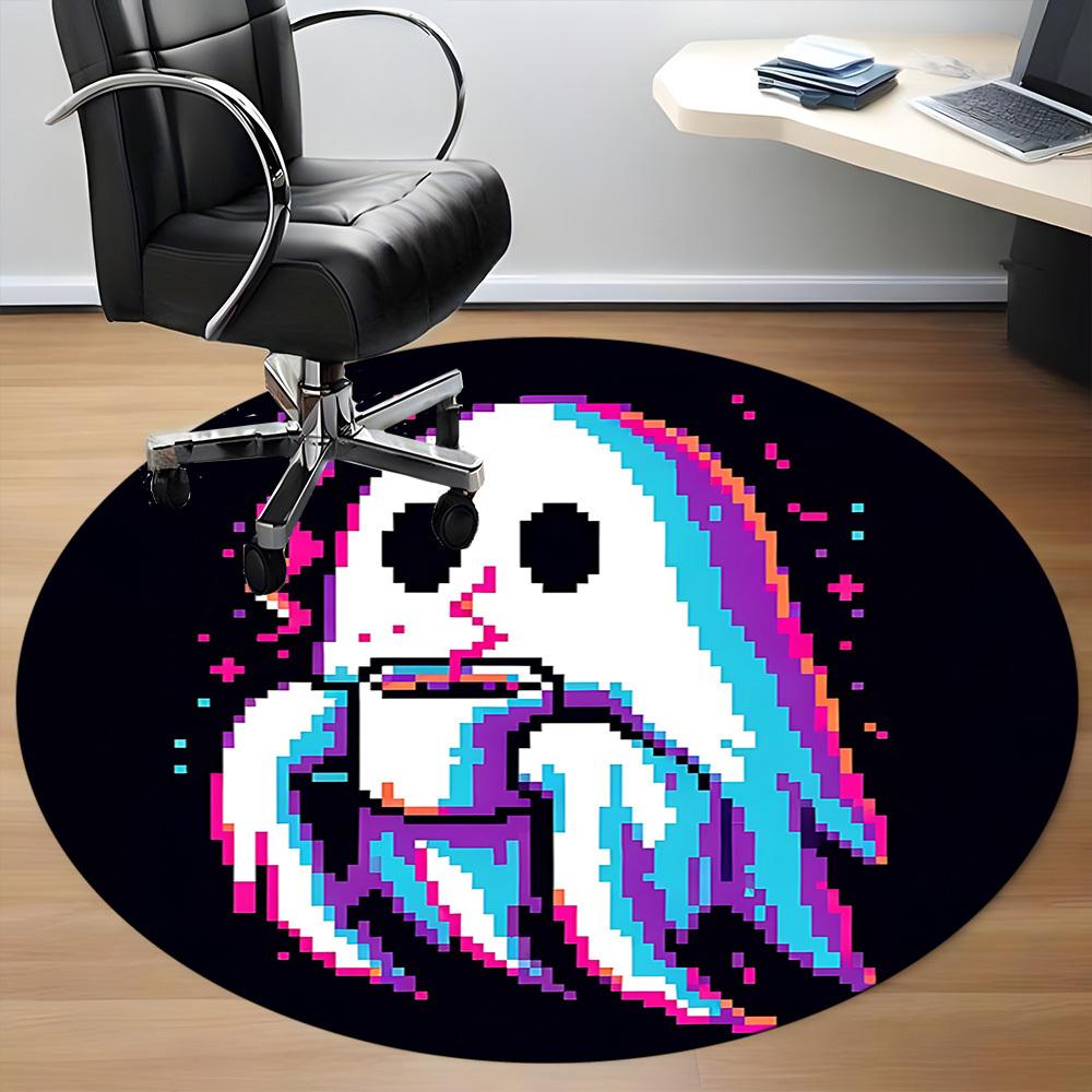 1pc Ghost Pixel Office Round Area Rug, Under Office Chairs Bedroom Living Room Home Decor, Room Deco, Available In Various Sizes