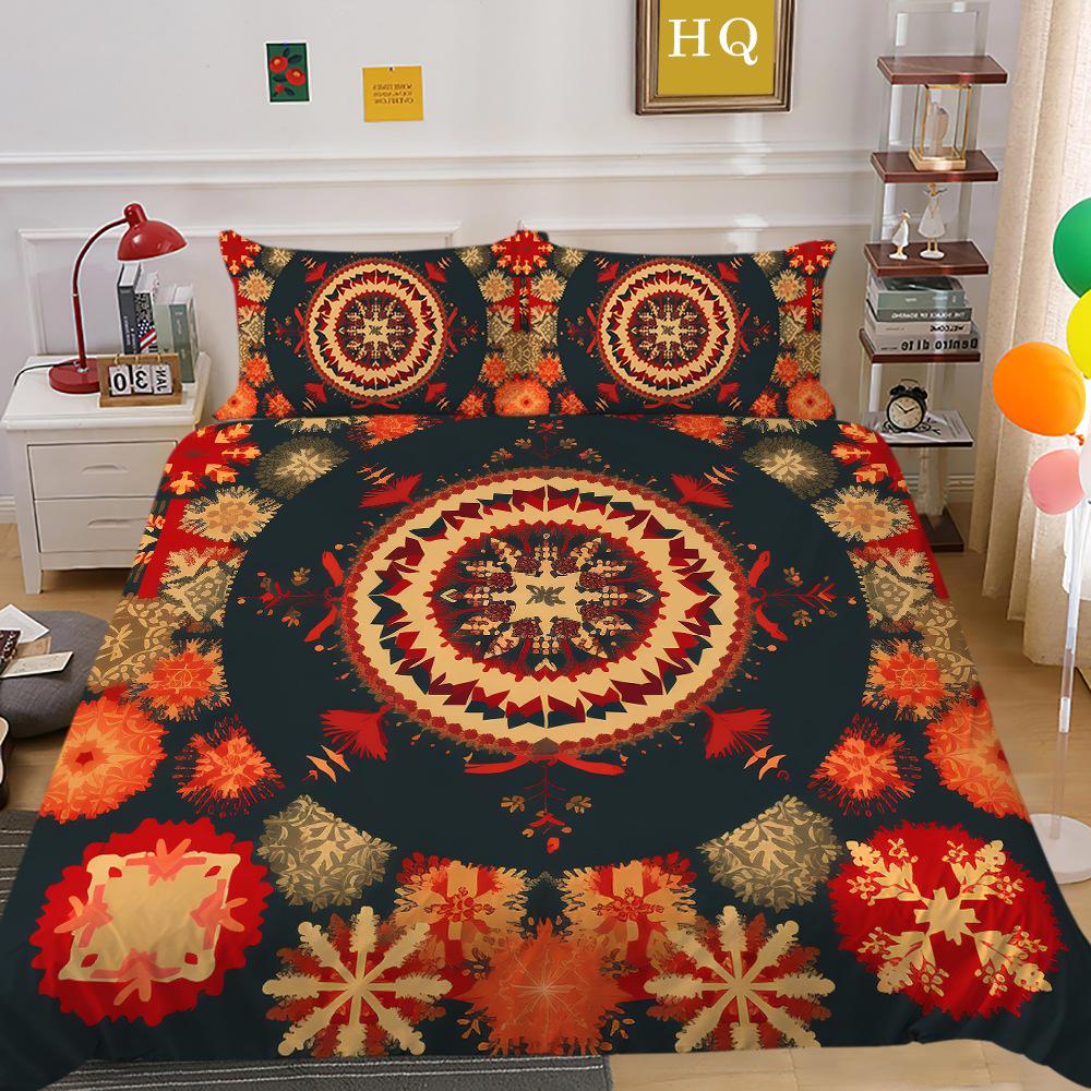 Christmas Printing 3D Printing Polyester Pillowcase Quilt Cover Two Or Three-Piece Set