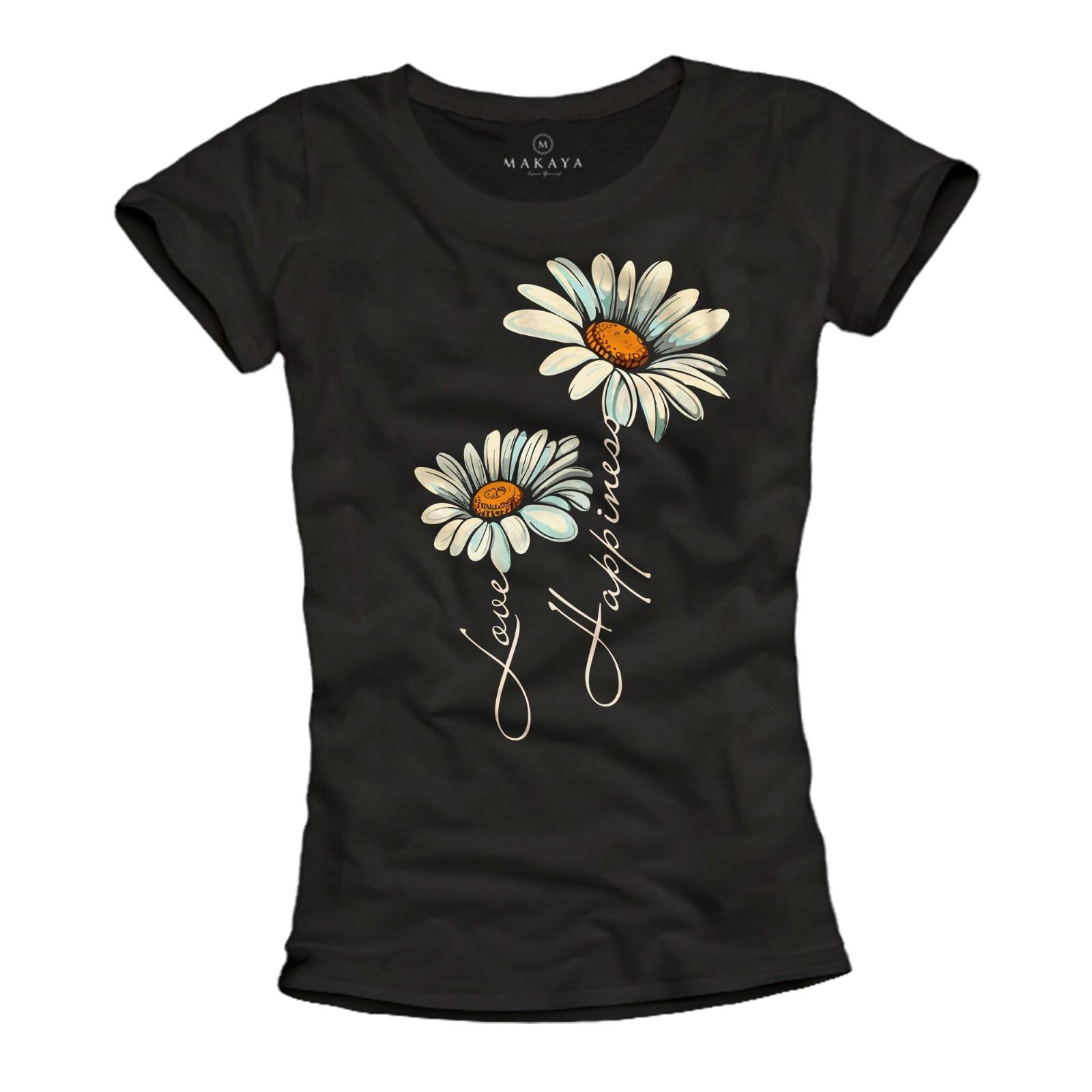 

26 Women s shirt black floral motif print flower daisies sunflower top slogan- Unisex T-Shirt XXXXL