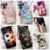 Black Silicone Cover For Tecno Pova 7 4G 5G / Pova 7 Pro Pova7 Ultra Neo Funda Cat Flower Dragon Design Bumper Soft Capa