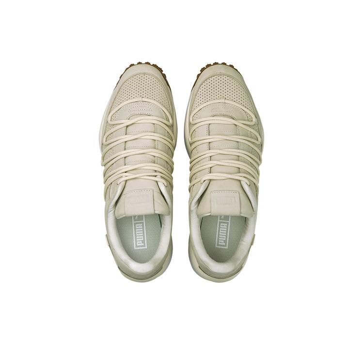 Puma Lace-Up Synthetic Leather Shock Absorbing Non-Slip Wear-Resistant Lightweight Low-Top Running Shoes Unisex Sneakers Khaki White 375956-02