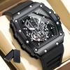 Fashion Hollow Dial Watch Sport Top Brand Tonneau Waterproof Luminous Calendar Silicone Strap Men Watches Reloj Hombre