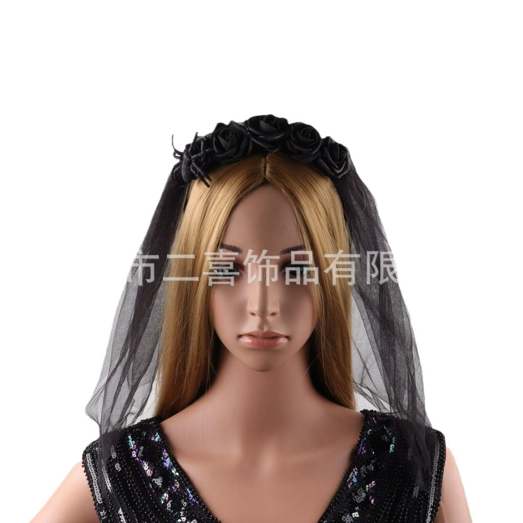 New Halloween headband rose spider with web headband ghost festival party atmosphere decorative headgear