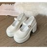 Fashion women's Black White Mary Janes shoes Women Platform High Heels Patent Leather Gothic Buckle Strap Lolita Shoes Party Women Shoes