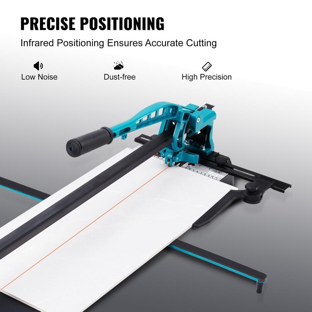 Manual Tile Cutter, 800mm, Porcelain Ceramic Tile Cutter with Tungsten Carbide Cutting Wheel, Infrared Positioning, Anti-Skid Feet, Durable Rails for