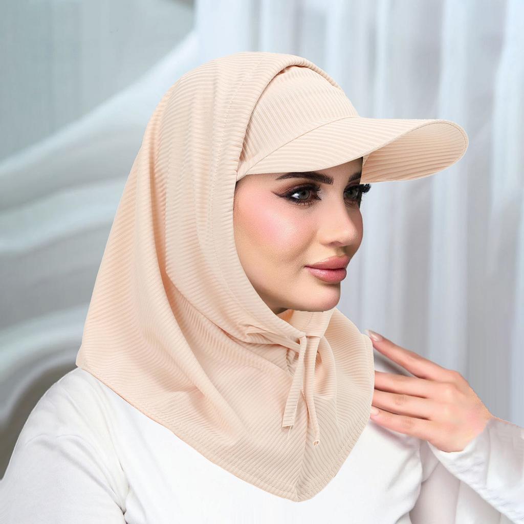 Islamic Hijab Baseball Cap for Woman Abayas Jersey Scarf Neck Cover Muslim Women Turban Instant Head Wrap Solid Color Hat