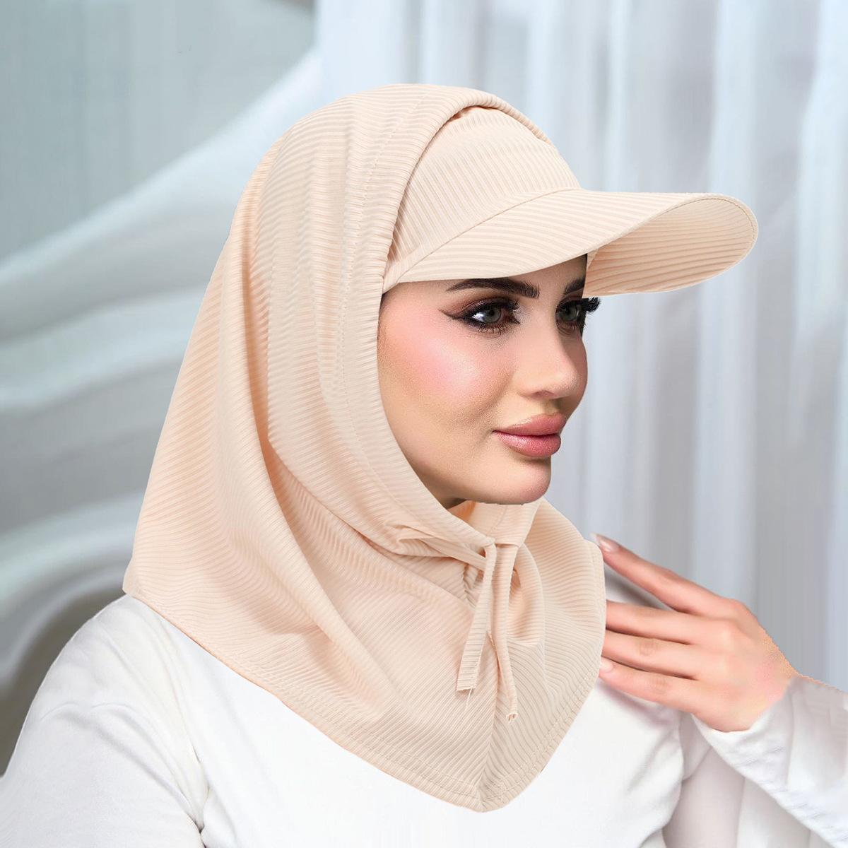 

Исламская бейсболка-хиджаб для женщины, абаи, трикотажный шарф, защита шеи, мусульманский тюрбан, мгновенная повязка на голову, однотонная шляпа